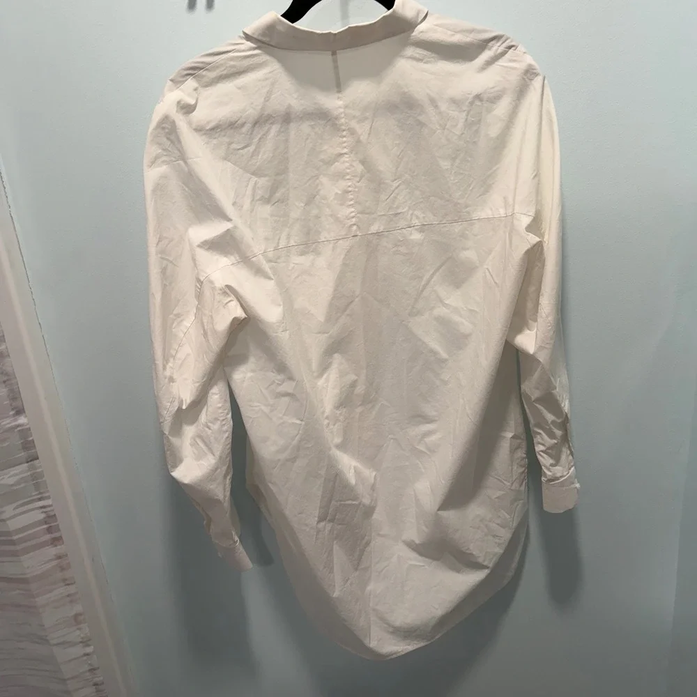 COS Longline White Cotton Button Down Shirt Size 12 Minimalist